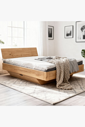 Eichenbett Bar 160x200 cm mit Stauraum und Schubladen